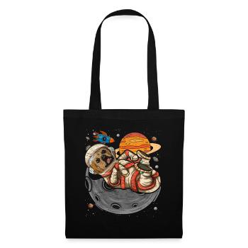 Galaxie Astronaut Hunde Geschenk Weltraum Puggle - Stoffbeutel - Schwarz - Vorne
