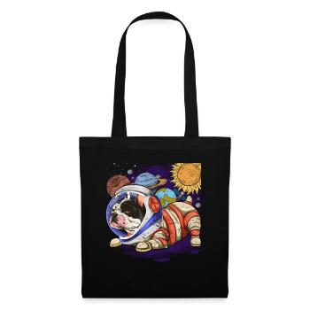 Astronaut Hunde Geschenk Englische Bulldogge - Stoffbeutel - Schwarz - Vorne