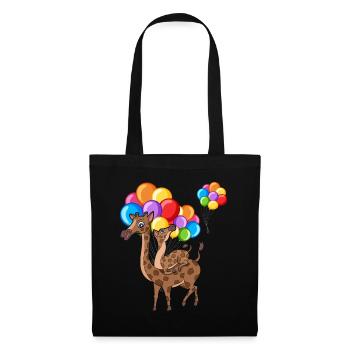 Afrika Tier Geschenk Niedliches Ballon Giraffe - Stoffbeutel - Schwarz - Vorne