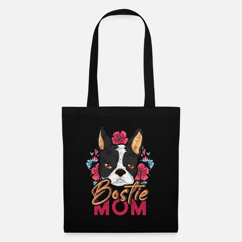 Bostie Mama Hund Muttertag Geschenk Boston Terrier - Stoffbeutel - Schwarz