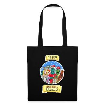 Joyeux Noël Halloween Monstre de Noël - Sac en tissu - noir - Devant