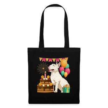 Hunde Geburtstags Party Geschenk Bull Terrier - Stoffbeutel - Schwarz - Vorne