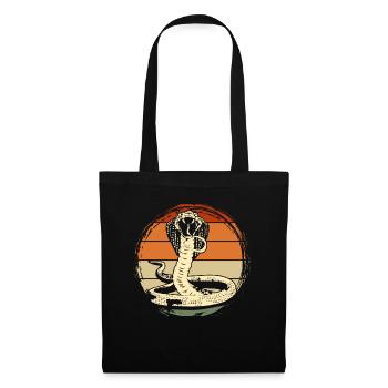 Retro Schlange Raubtier Reptil Geschenk Kobra - Stoffbeutel - Schwarz - Vorne