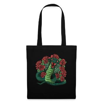 Snake Predator Reptile Gift Roses Cobra - Tote Bag - black - Front