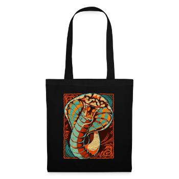 Reptilien Schlange Geschenk Farbenfrohes Kobra - Stoffbeutel - Schwarz - Vorne