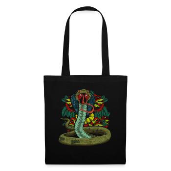 Tropical Flowers Reptile Snake Gift Cobra - Tote Bag - black - Front