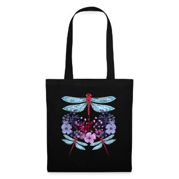 Insect Lover Gift Pretty Flowers Dragonfly - Tote Bag - black - Front