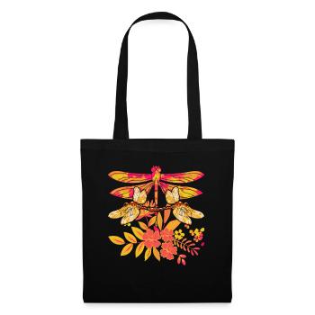 Insect Animal Gift Colorful Floral Dragonfly - Tote Bag - black - Front