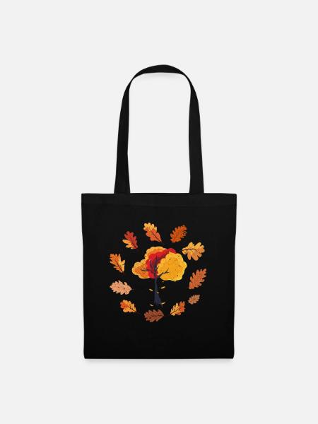 Bunter Laub Baum Laubblätter Geschenk Herbst - Stoffbeutel - Schwarz