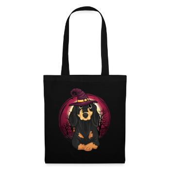Pet Sorcières Chapeau Chiens Cadeau Halloween Teckel - Sac en tissu - noir - Devant