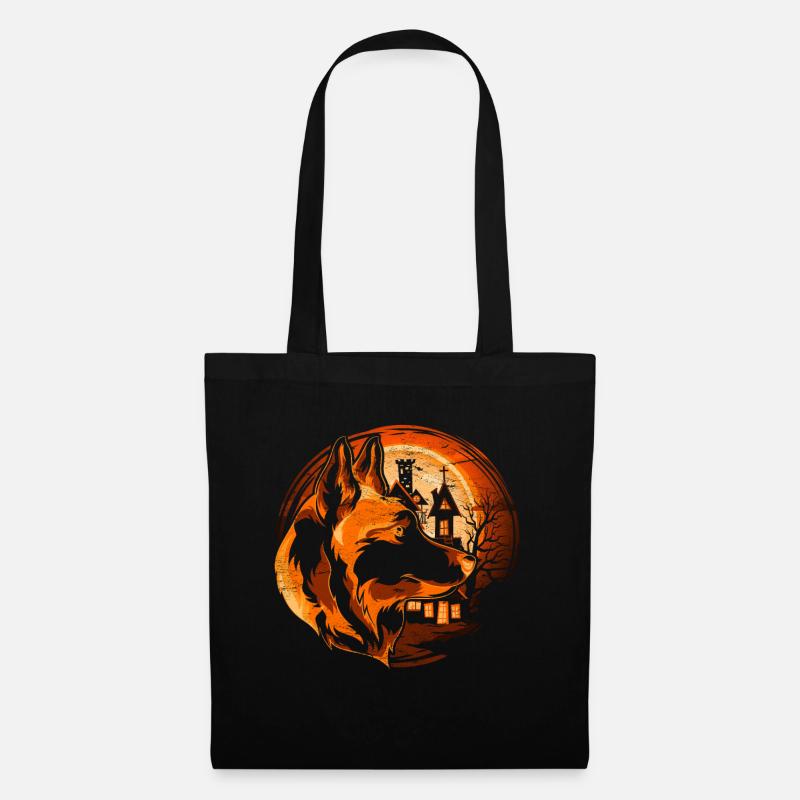 Moon Dog Gift Halloween German Shepherd - Tote Bag - black