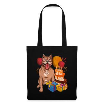 Hund Haustier Geburtstags Party Geschenk Pitbull - Stoffbeutel - Schwarz - Vorne