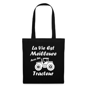La vie est meilleure avec un tracteur - Sac en tissu - noir - Devant