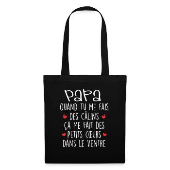 Papa - Fête des Pères - Bébé - Naissance - Baby - Sac en tissu - noir - Devant