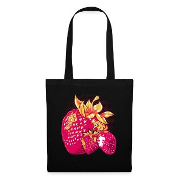 Rote Beeren Sommerfrucht Obst Geschenk Erdbeere - Stoffbeutel - Schwarz - Vorne