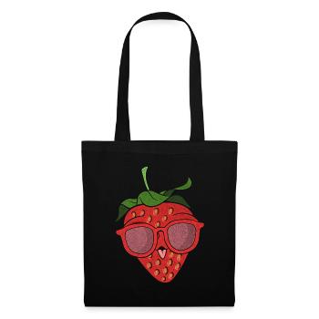 Coole Sonnenbrille Rote Beeren Geschenk Erdbeere - Stoffbeutel - Schwarz - Vorne