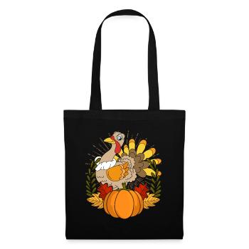 Autumn Foliage Bird Pumpkin Animal Gift Turkey - Tote Bag - black - Front