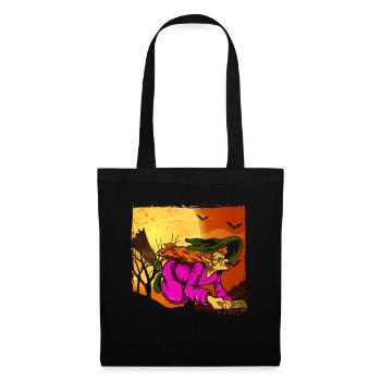 Witch's Broom Halloween Gift Full Moon Witch - Tote Bag - black - Front