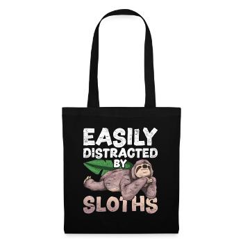 Easily distracted by sloths Funny sloth - Tote Bag - black - Front