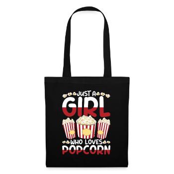 Kino Snack Mädchen Geschenk Kinofilm Popcorn - Stoffbeutel - Schwarz - Vorne