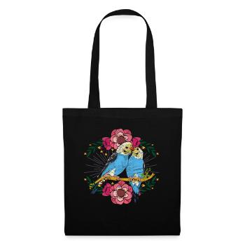 Flowers Bird Animal Gift Cute Budgie - Tote Bag - black - Front