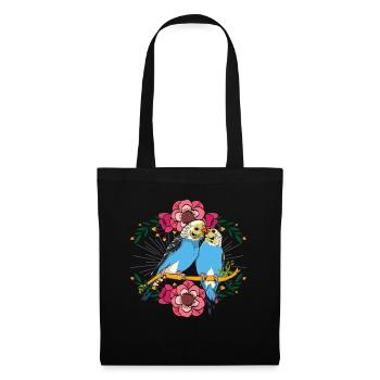 Flower Bird Gift Cute Budgie - Tote Bag - black - Front