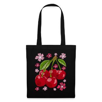 Cadeau de fruits d’été en fleur de cerisier Sakura Cherry - Sac en tissu - noir - Devant