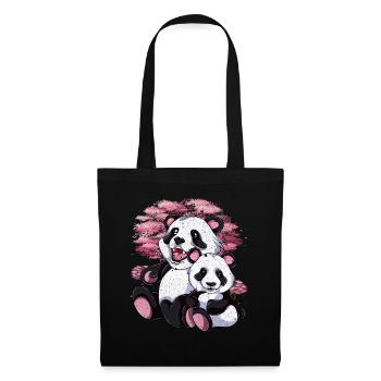 Cerisier Fleur Panda Ours Cadeau Sakura Panda - Sac en tissu - noir - Devant
