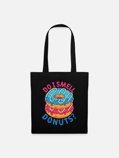 Süßigkeiten Lustiges Geschenk Streusel Donuts - Stoffbeutel - Schwarz