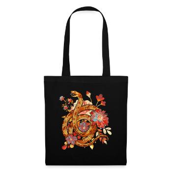 Vintage Flowers Predator Gift Reptile Snake - Tote Bag - black - Front