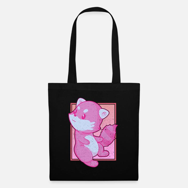 Chinesisches Zoo Tier Geschenk Kawaii Roter Panda - Stoffbeutel - Schwarz