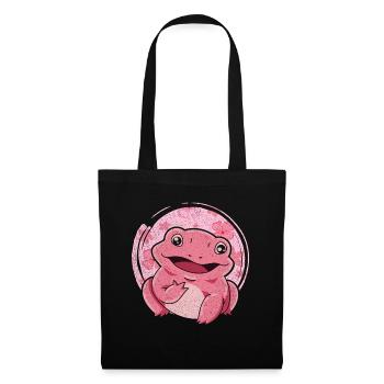 Süße Amphibien Geschenk Blumen Kawaii Frosch - Stoffbeutel - Schwarz - Vorne
