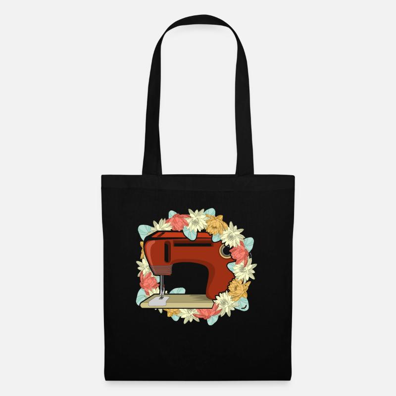 Fleurs Fleurs Couturière Machine à coudre Cadeau Coudre - Sac en tissu - noir