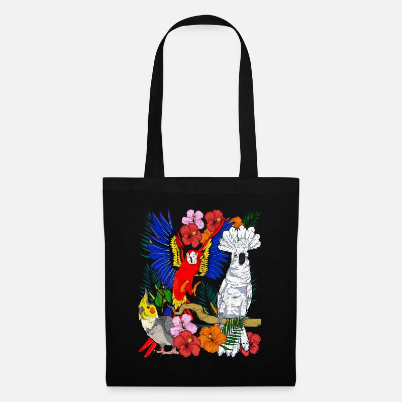 Nymphensittich Tukan Blumen Vogel Geschenk Kakadu - Stoffbeutel - Schwarz
