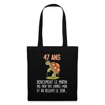 47 ans tortue anniversaire doucement vite ralenti - Sac en tissu - noir - Devant