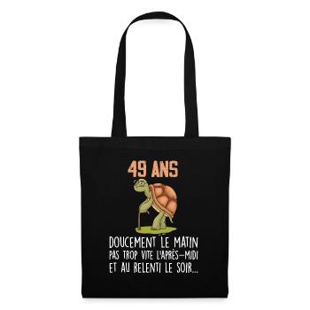 49 ans tortue anniversaire doucement vite ralenti - Sac en tissu - noir - Devant