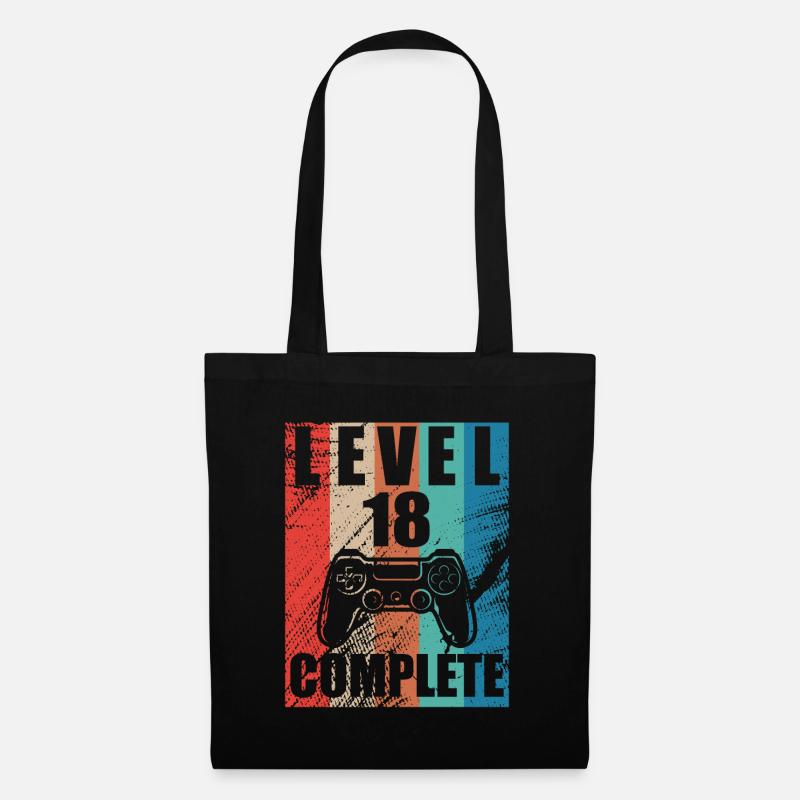 Level 18 abgeschlossen - Stoffbeutel - Schwarz