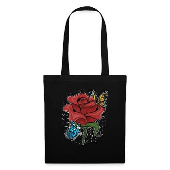 Fleurs botaniques Fleurs Cadeau Papillon Rose - Sac en tissu - noir - Devant