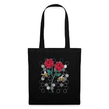 Garden Flowers Blossoms Gift Nature Bee Rose - Tote Bag - black - Front