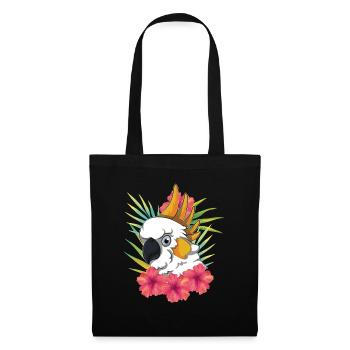 Perroquet Hibiscus oiseau Floral cadeau cacatoès - Sac en tissu - noir - Devant