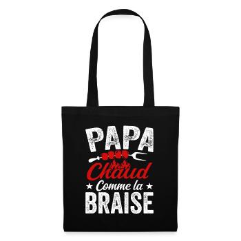 Papa Chaud Comme La Braise, Cadeau Humour Barbecue - Sac en tissu - noir - Devant