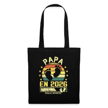 Papa en 2026 Veuillez Patienter Cadeau Futur Père - Sac en tissu - noir - Devant