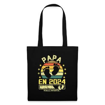 Papa en 2024 Veuillez Patienter Cadeau Futur Père - Sac en tissu - noir - Devant