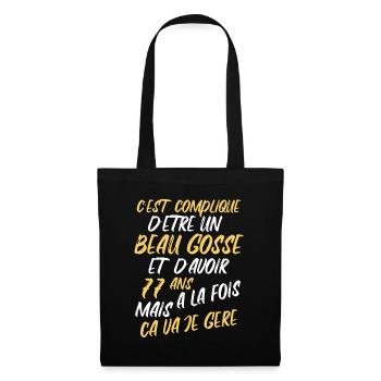 Cadeau D'anniversaire Beau gosse et d'avoir 77 ans - Sac en tissu - noir - Devant