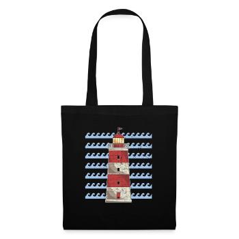 Sea Waves Ocean Gift Lighthouse - Tote Bag - black - Front