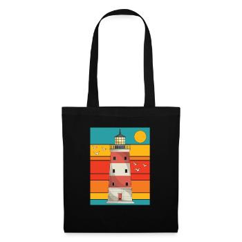 Ocean Full Moon Gift Retro Lighthouse - Tote Bag - black - Front