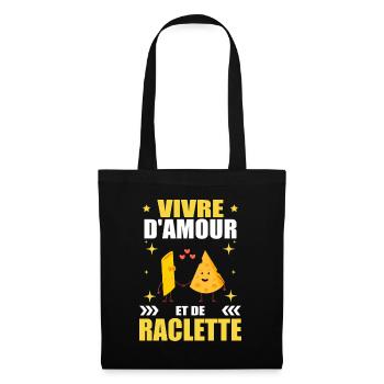 Vivre D'amour Et De Raclette Cadeau Humour Fromage - Sac en tissu - noir - Devant