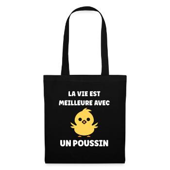 La vie est meilleure avec un poussin - Sac en tissu - noir - Devant