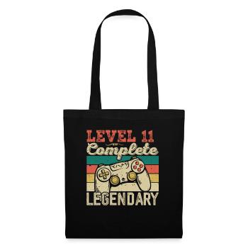 Level 11 abgeschlossen, Geschenk zum 11. Geburtstag - Stoffbeutel - Schwarz - Vorne
