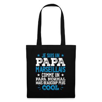 Papa Marseillais Humour - Cadeau Anniversaire Papa - Sac en tissu - noir - Devant